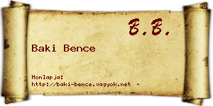 Baki Bence névjegykártya